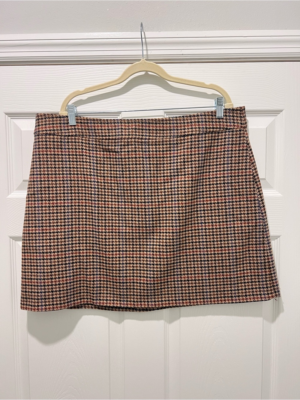 J. Crew Houndstooth Mini Skirt in Brown and Pink